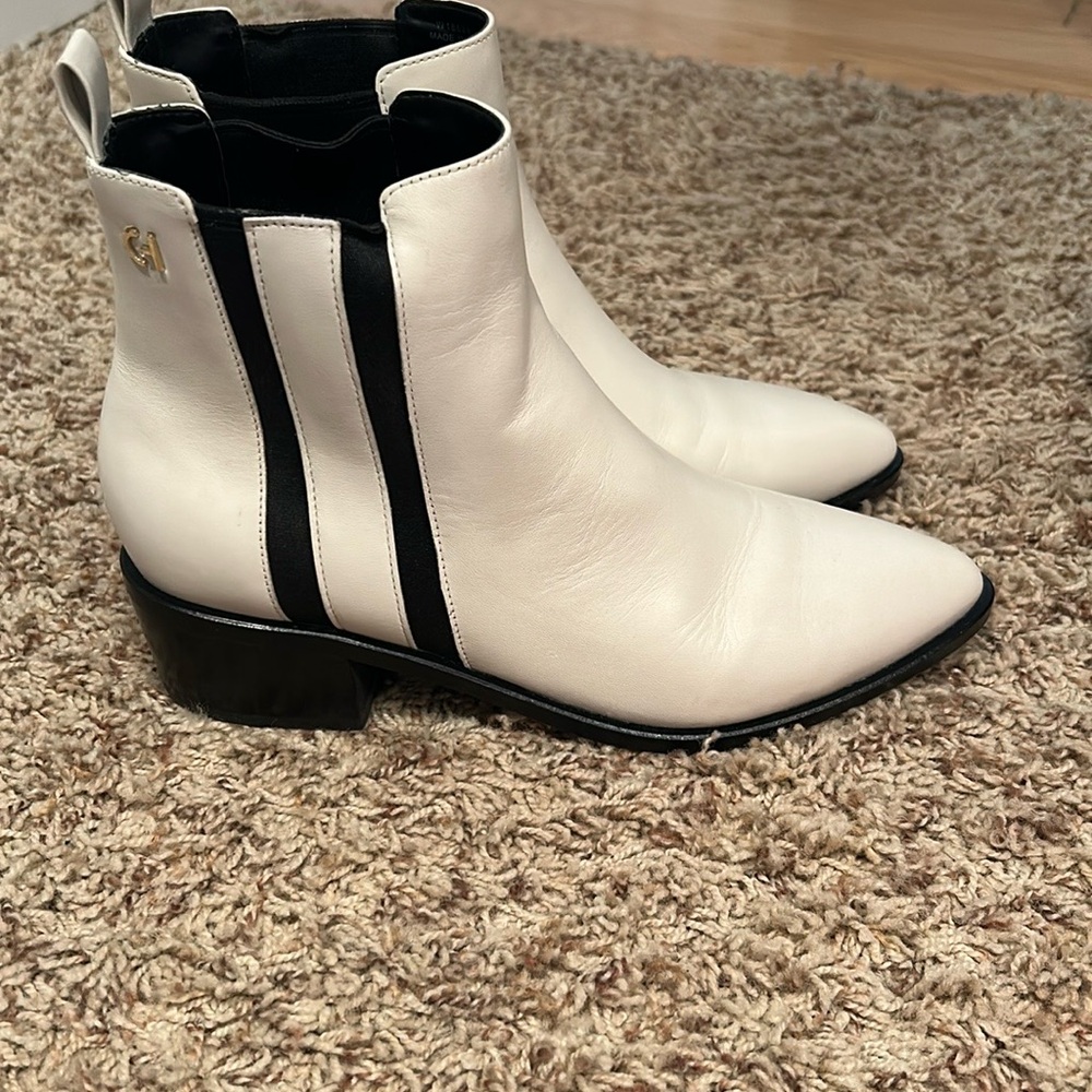 Cole Haan White Ankle Booties